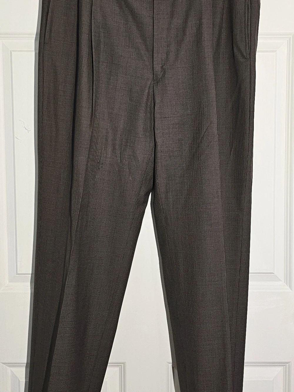 Jos A Bank Business Express Custom Fit 46L Brown Houndstooth Check Pure WoolSuit